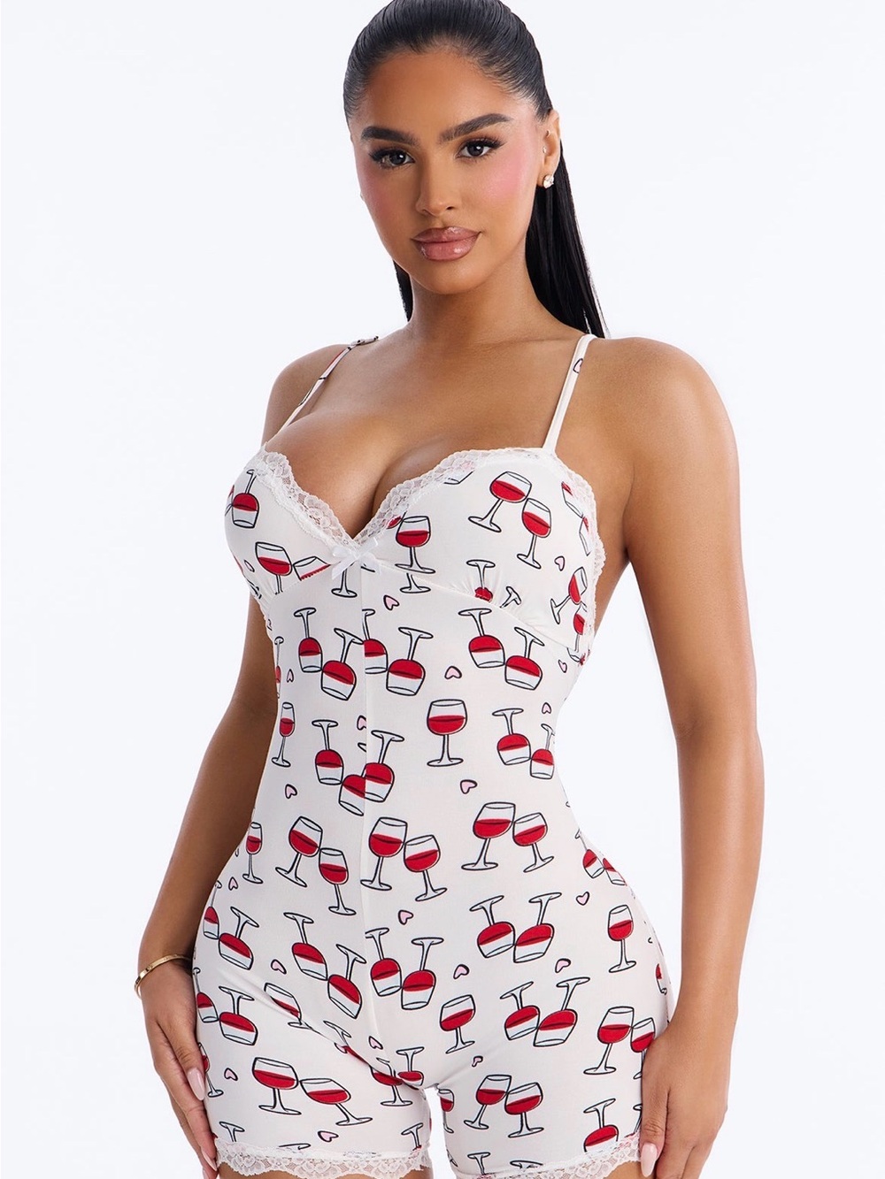 Fashion Nova Go To Bed Cami PJ Romper Onesie